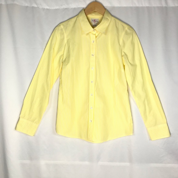 J. Crew Factory Tops - J Crew Haberdashery Yellow/White Striped Shirt